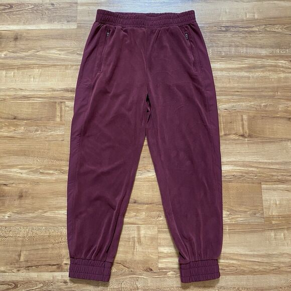 ZYIA Active L Maroon Soft Cozy Fleece Pull-on Joggers Elastic Waist Sweatpants - Picture 1 of 16